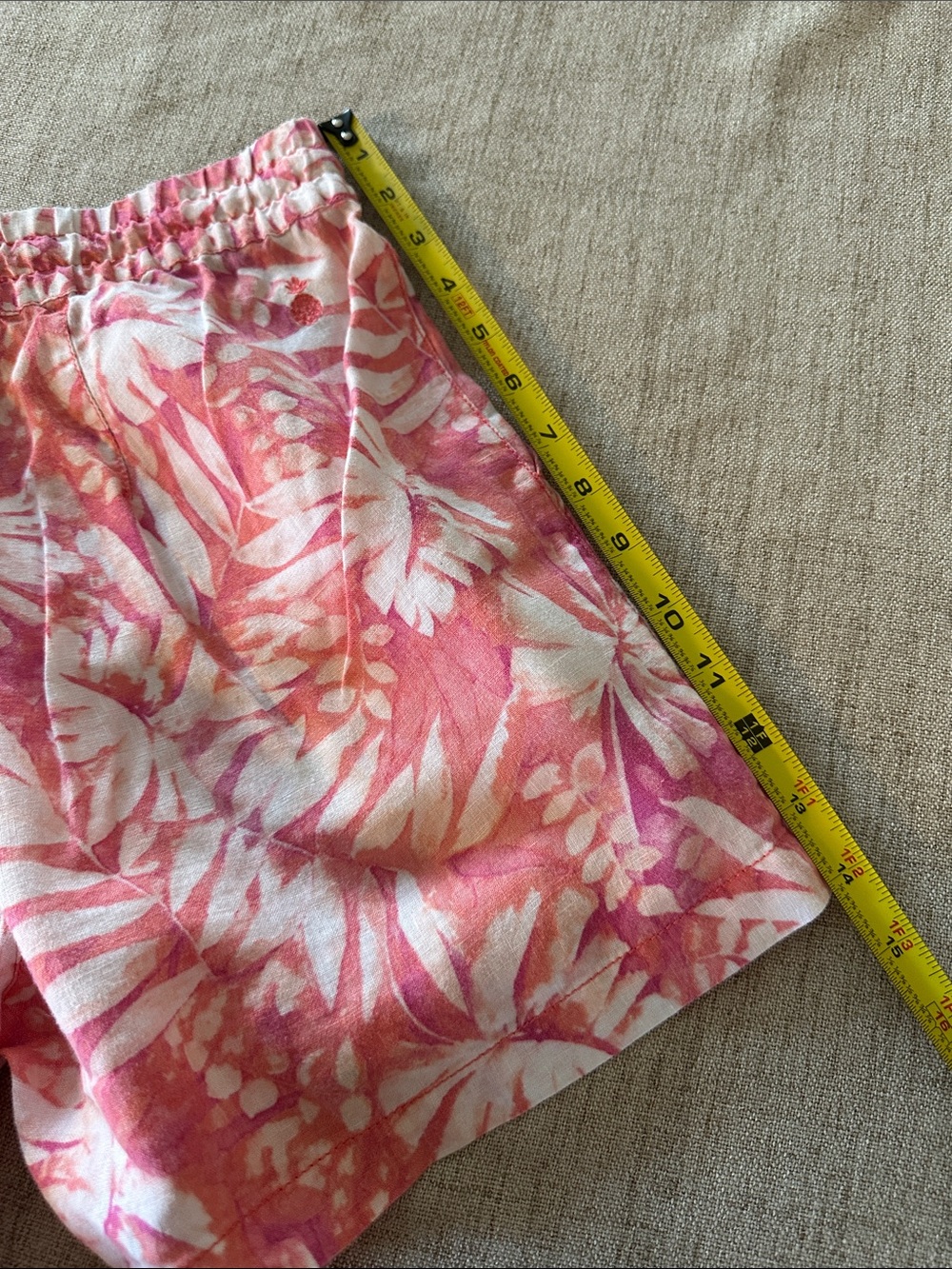 Tommy Bahama Coral Pink Tropical Drawstring Lounge Shorts, 100% Linen, S - Picture 6 of 10
